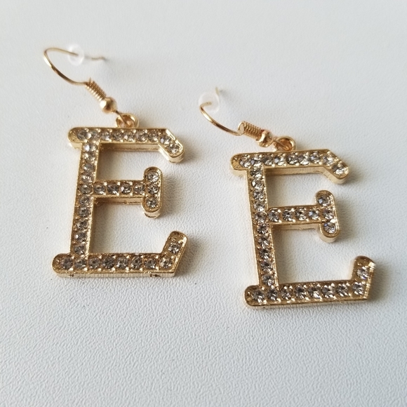Letter Initials Rhinestone Letter Earrings New - Picture 5 of 6